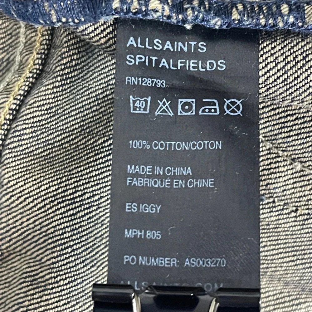 AllSaints Iggy Slim Fit Denim Jeans Button Fly‎ 34x34 Indigo Straight Leg MPH805